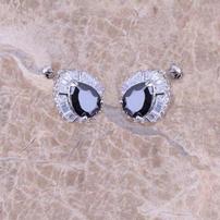 Black Sapphire White Topaz Earrings 202//202